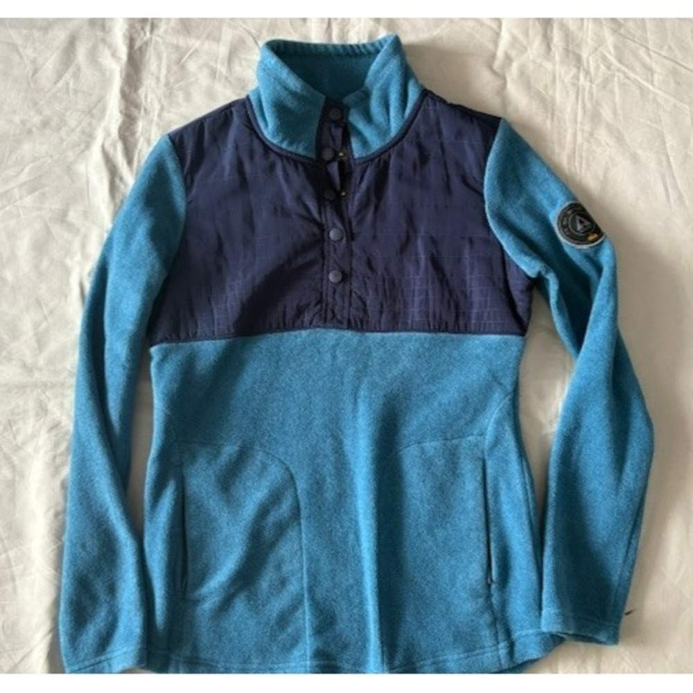 Ascend Women's Sweater Sz XS Blue 1/4 Snap Button Pullover Fleece Jacket Outdoor